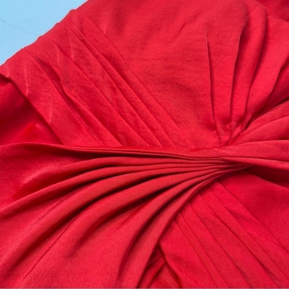 Bcbgmaxazria Palais Red Bow Pleated One Shoulder Sexy Silky Crepe Mini Dress - Picture 8 of 15